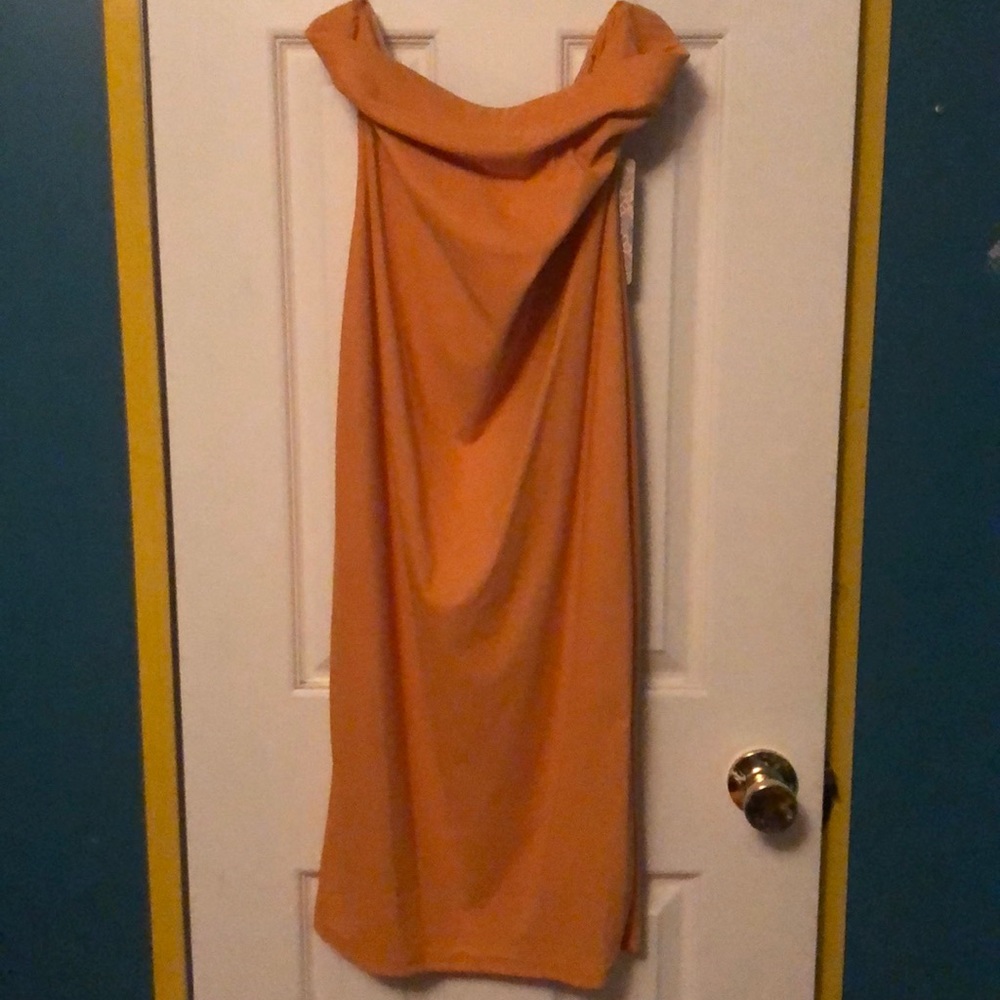 Mustard strapless dress